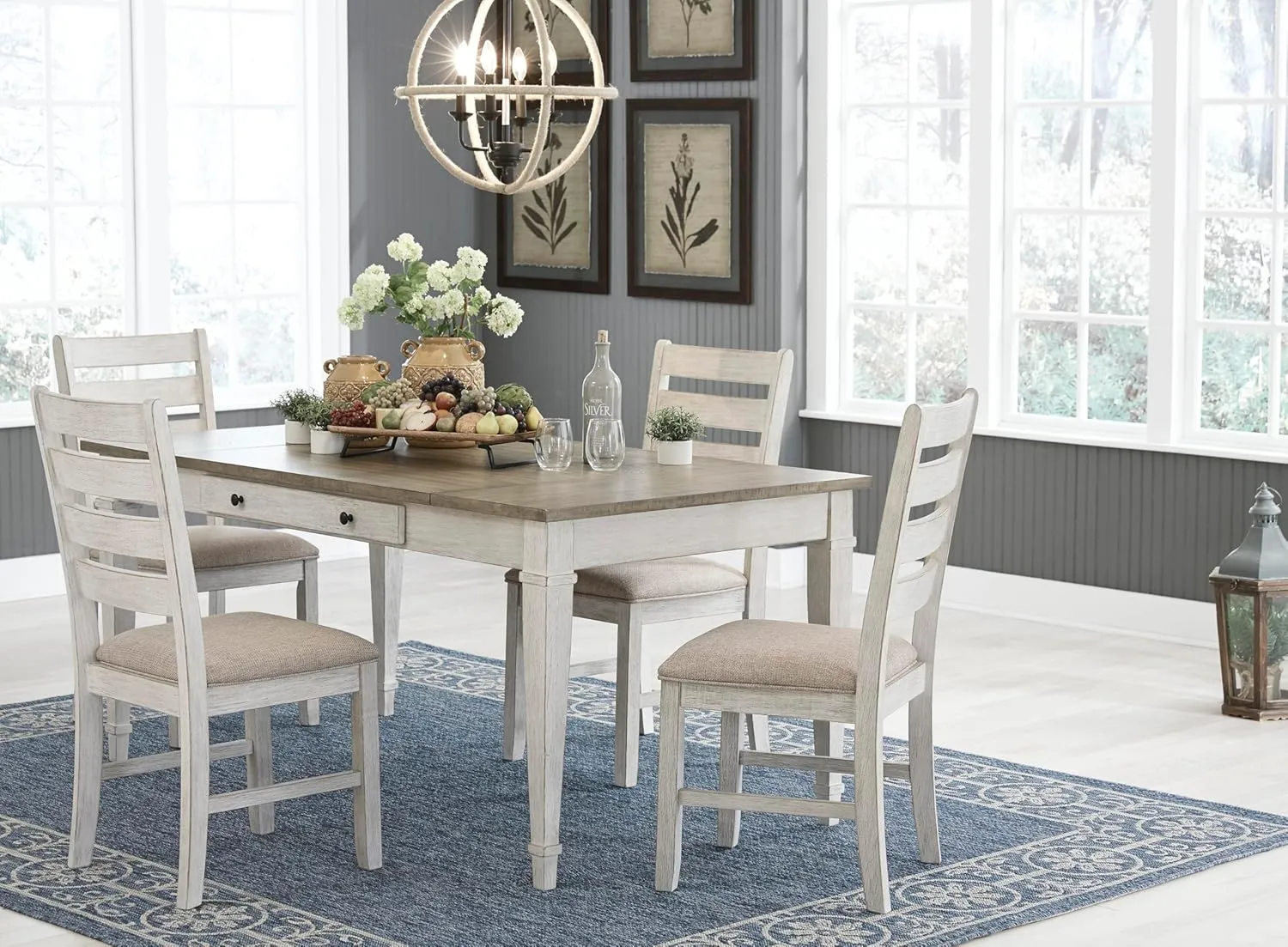 Signature Design by Ashley Skempton Modern Farmhouse Dining Room Chair, 2 Count, Whitewash
