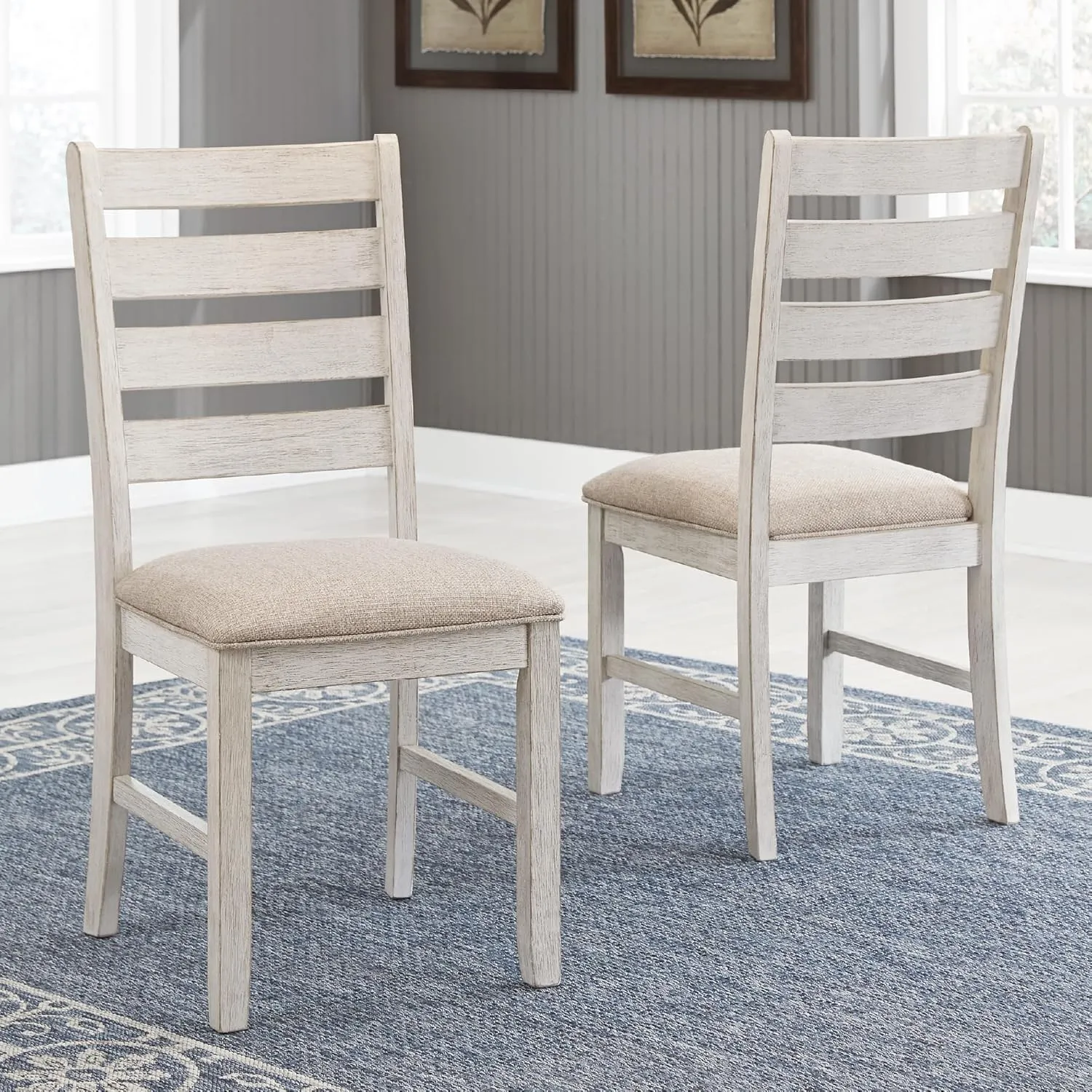 Signature Design by Ashley Skempton Modern Farmhouse Dining Room Chair, 2 Count, Whitewash