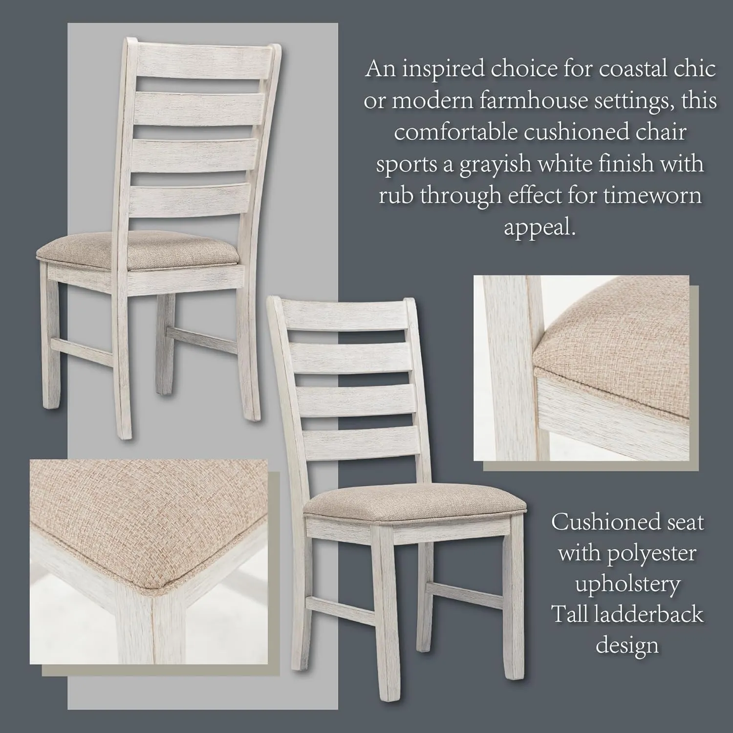 Signature Design by Ashley Skempton Modern Farmhouse Dining Room Chair, 2 Count, Whitewash