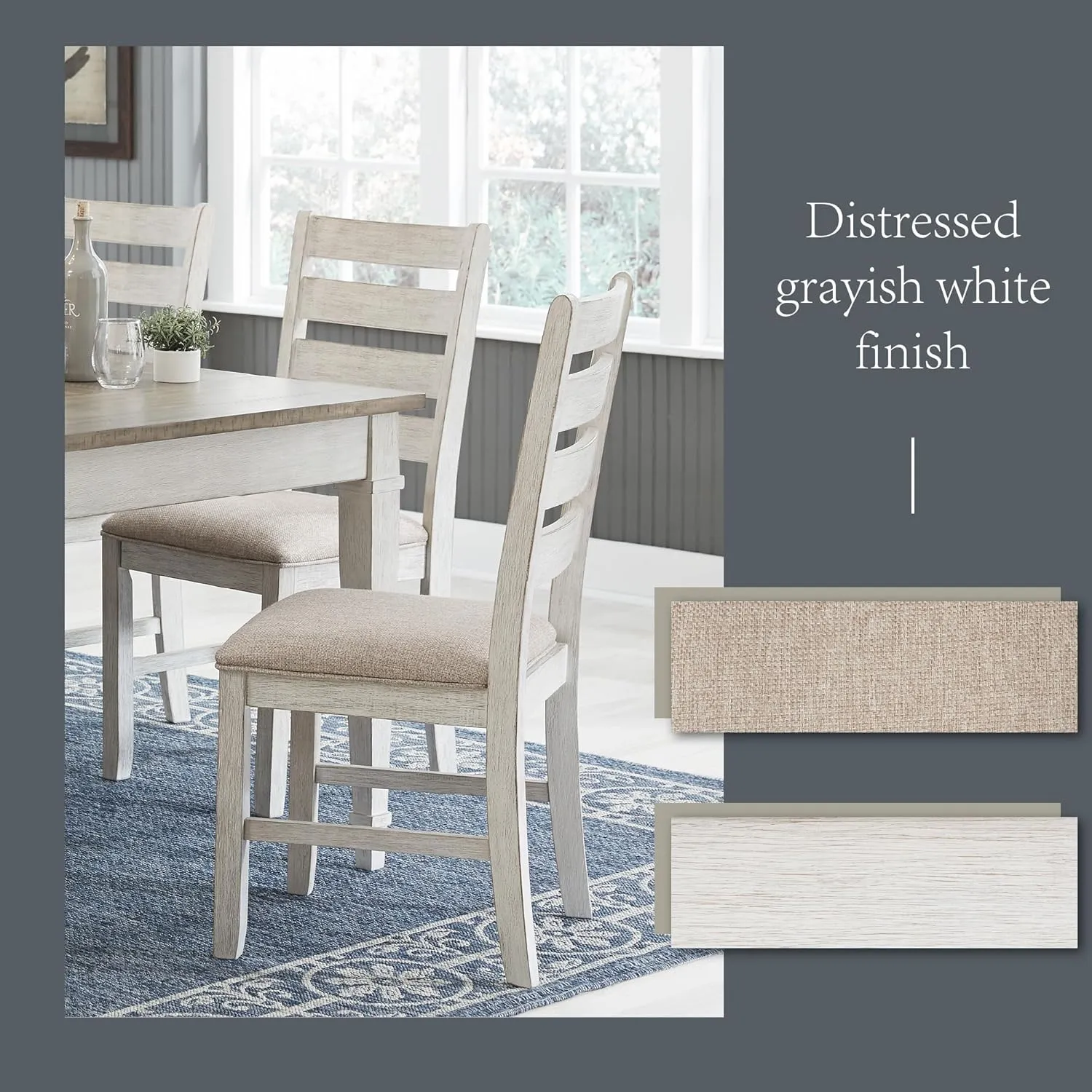 Signature Design by Ashley Skempton Modern Farmhouse Dining Room Chair, 2 Count, Whitewash