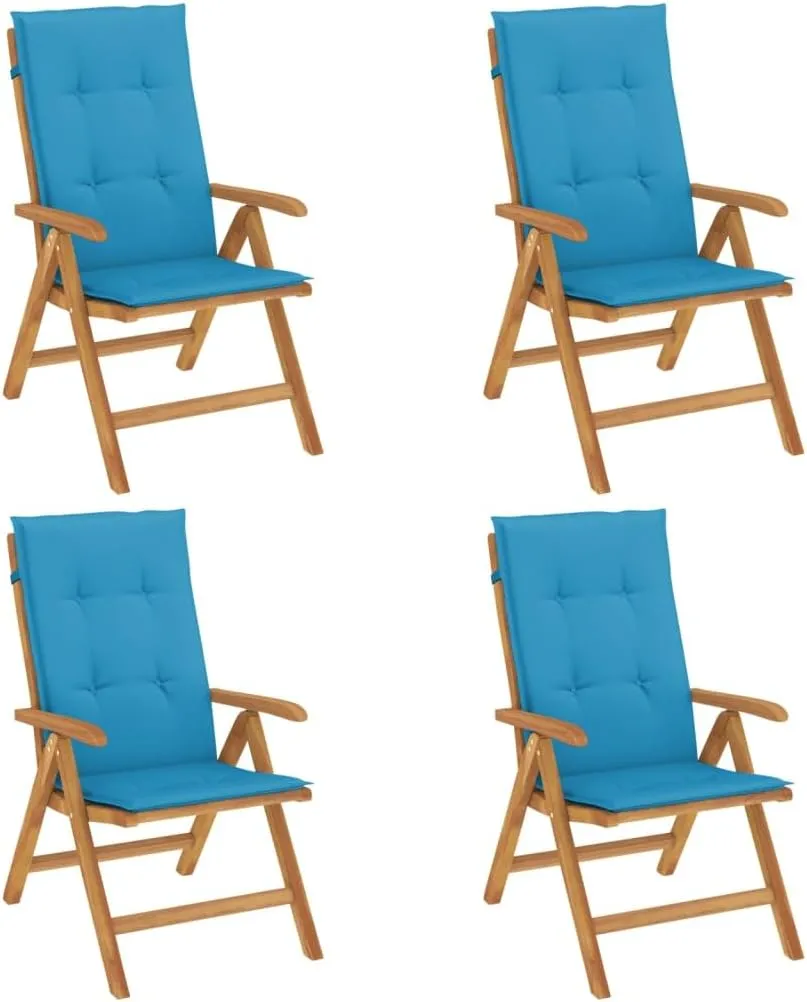 Sillas De Patio Camping Chair Lawn Chairs Outdoor Patio Chairs - Reclining Patio Chairs with Cushions 4 pcs Solid Wood Teak for Park Campsites Garden Beaches