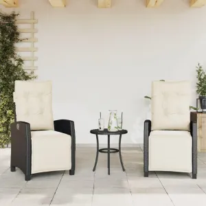 Sillas De Patio Dining Chairs Outdoor Chairs Outdoor Patio Chairs - Reclining Patio Chairs 2 pcs with Footrest Black Poly Rattan for Beaches Park Garden Terrace