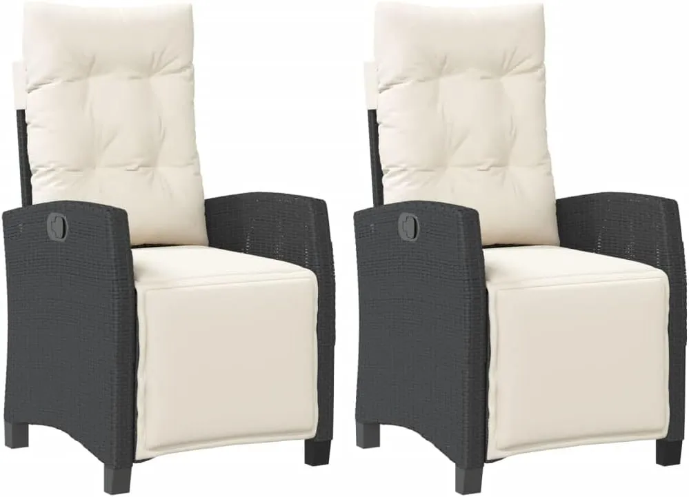 Sillas De Patio Dining Chairs Outdoor Chairs Outdoor Patio Chairs - Reclining Patio Chairs 2 pcs with Footrest Black Poly Rattan for Beaches Park Garden Terrace