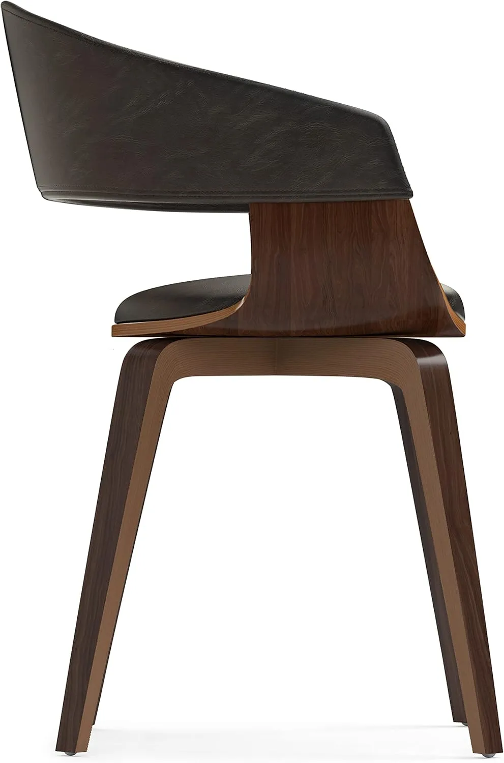 SIMPLIHOME Lowell Dining Chairs - Upholstered Bentwood Frame and Vegan Faux Leather Kitchen Chair in Distressed Brown, Modern Dining Room Seating with Curved Back and Padded Seat