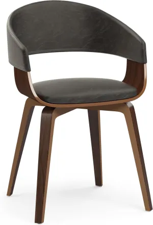 SIMPLIHOME Lowell Dining Chairs - Upholstered Bentwood Frame and Vegan Faux Leather Kitchen Chair in Distressed Brown, Modern Dining Room Seating with Curved Back and Padded Seat