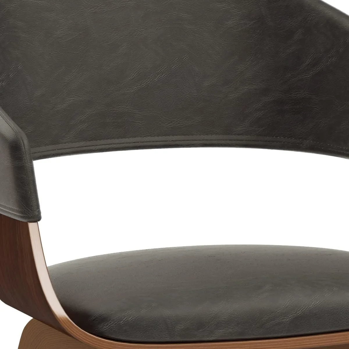 SIMPLIHOME Lowell Dining Chairs - Upholstered Bentwood Frame and Vegan Faux Leather Kitchen Chair in Distressed Brown, Modern Dining Room Seating with Curved Back and Padded Seat