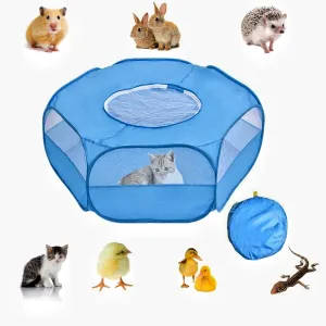 Small Animal Playpen,Popup Playpen,Portable Pet Tent,Foldable,Chick brooder,Hamster/Dog/Cat/Rabbit/Guinea Pig/Chick Pet Cage Tent with Zipper Cover,Waterproof Blue
