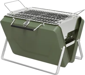 Small BBQ Charcoal Grill – Foldable Portable BBQ Grill – for Outdoor Picnic, Camping & Backyard Grilling – Compact Outdoor BBQ, Small & Sturdy Design Easy to Clean(Green,30 * 22 * 22cm)