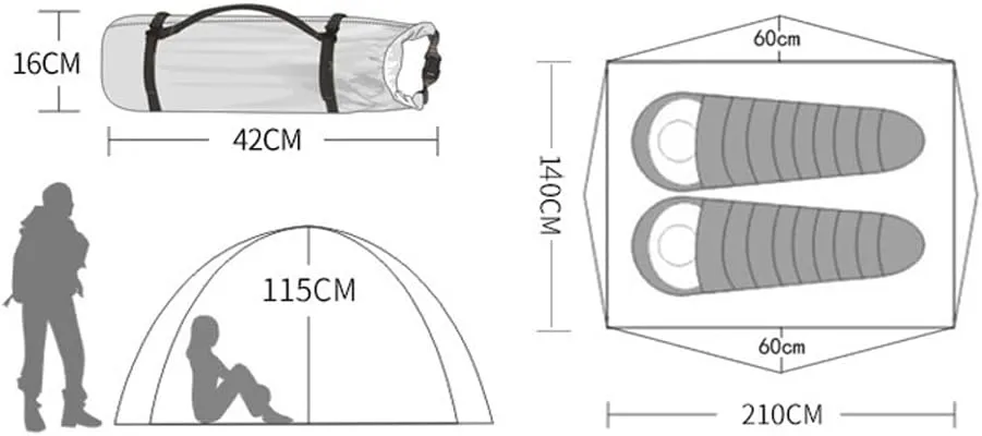 ''Snow Skirt Winter Tent 2 Person Aluminum Pole Tent Mountaineering Snowfield Lightweight Backpack Four Seasons Tent''