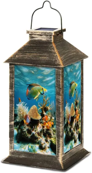 Solar Lantern Water Surface Marine Life Outdoor Waterproof Garden Hanging Lantern Solar Powered Lighting Outside Table Lamp for Patio Deck Camping 1 Pack