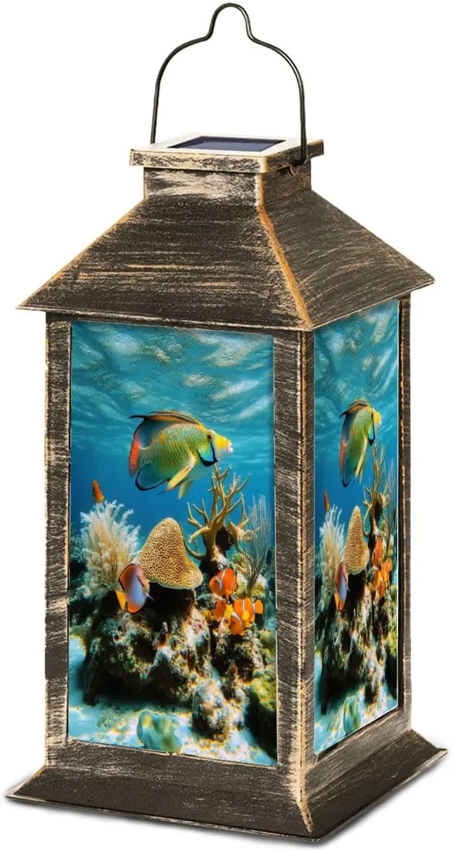 Solar Lantern Water Surface Marine Life Outdoor Waterproof Garden Hanging Lantern Solar Powered Lighting Outside Table Lamp for Patio Deck Camping 1 Pack