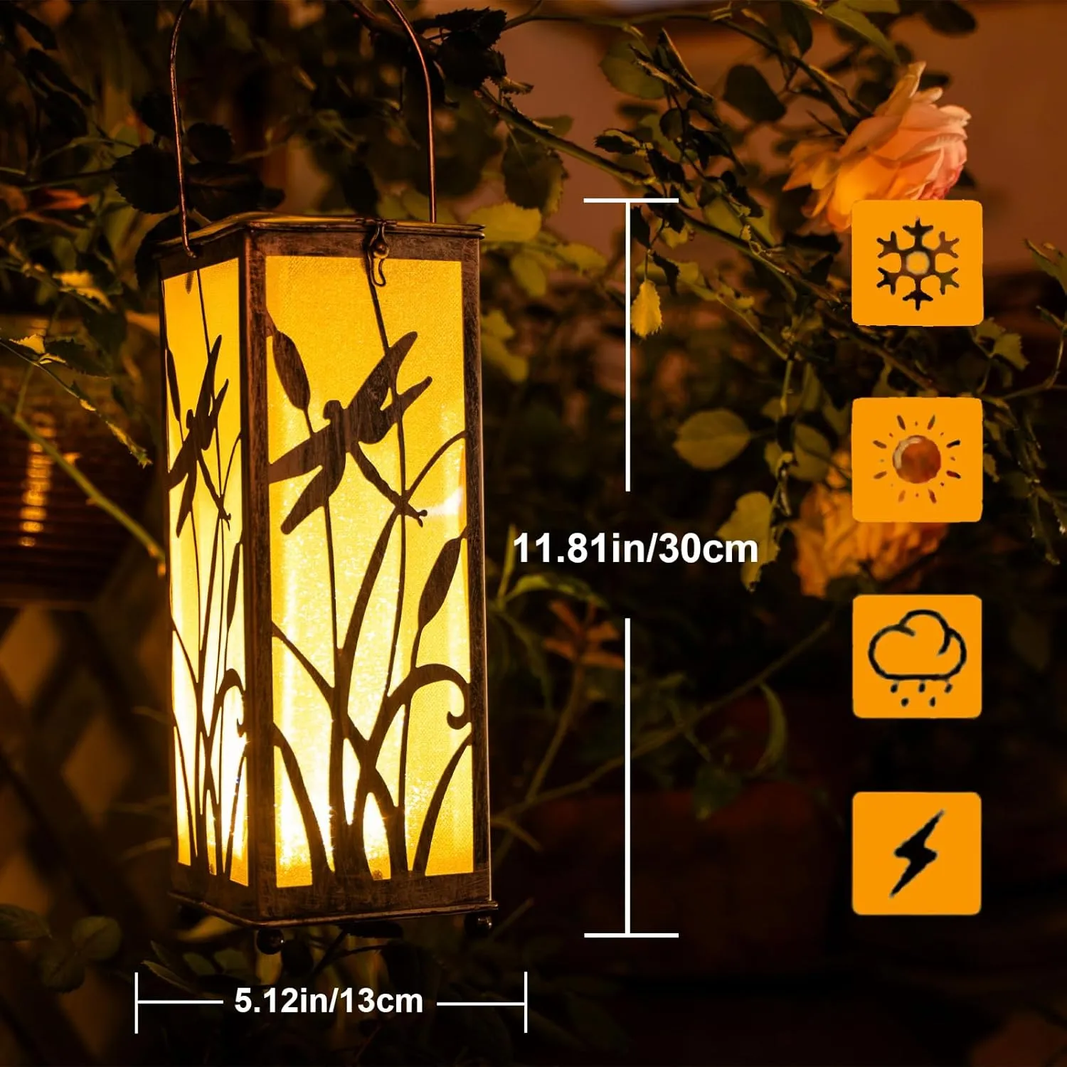 Solar Lanterns Outdoor Waterproof Dragonfly Garden Decor Gifts for Women Mom Grandma Hanging Solar Lights Outside for Yard, Patio, Backyard, Porch(Silvery)