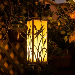 Solar Lanterns Outdoor Waterproof Dragonfly Garden Decor Gifts for Women Mom Grandma Hanging Solar Lights Outside for Yard, Patio, Backyard, Porch(Silvery)