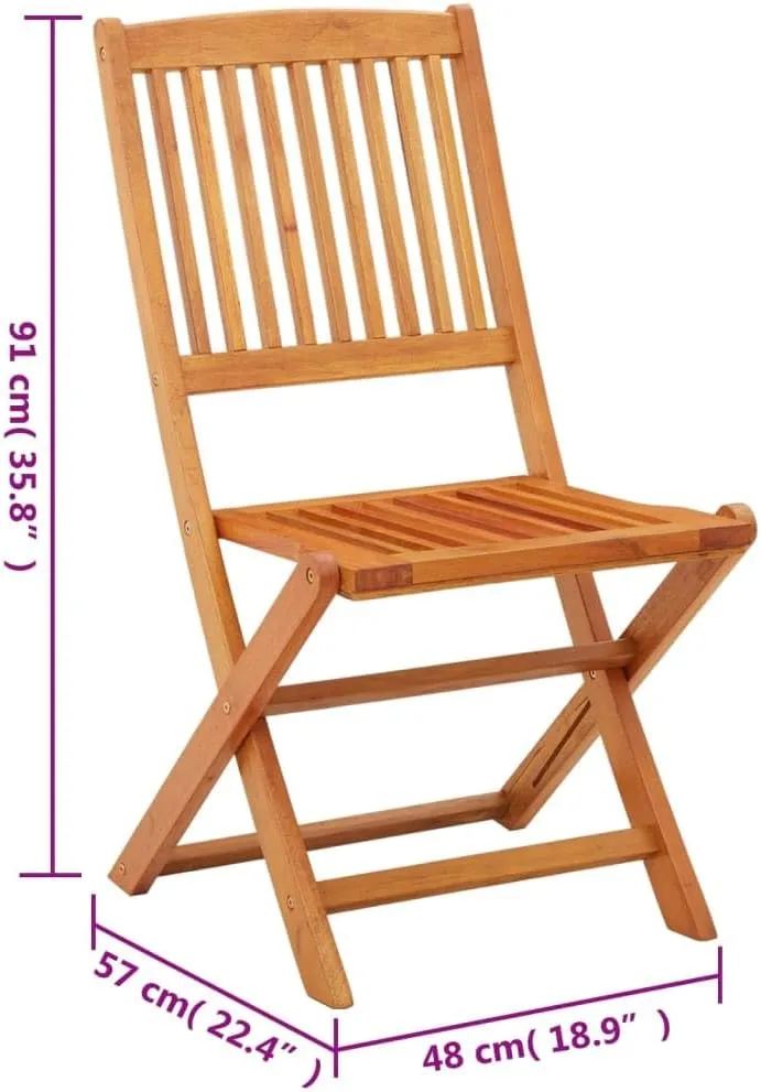 Solid Eucalyptus Wood Folding Patio Chairs 2 Pack Outdoor Furniture for Garden, Poolside, Camping Foldable Oil-Finished Wooden Chairs