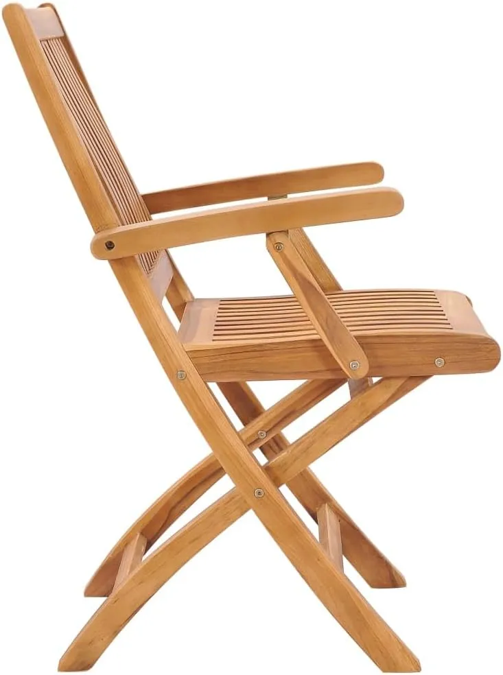Solid Teak Wood Folding Patio Chairs 2-Pack, Foldable Outdoor Lounge Chairs with Smooth Sanded Finish, Weather-Resistant Wooden Furniture for Backyard Poolside Beach Camping