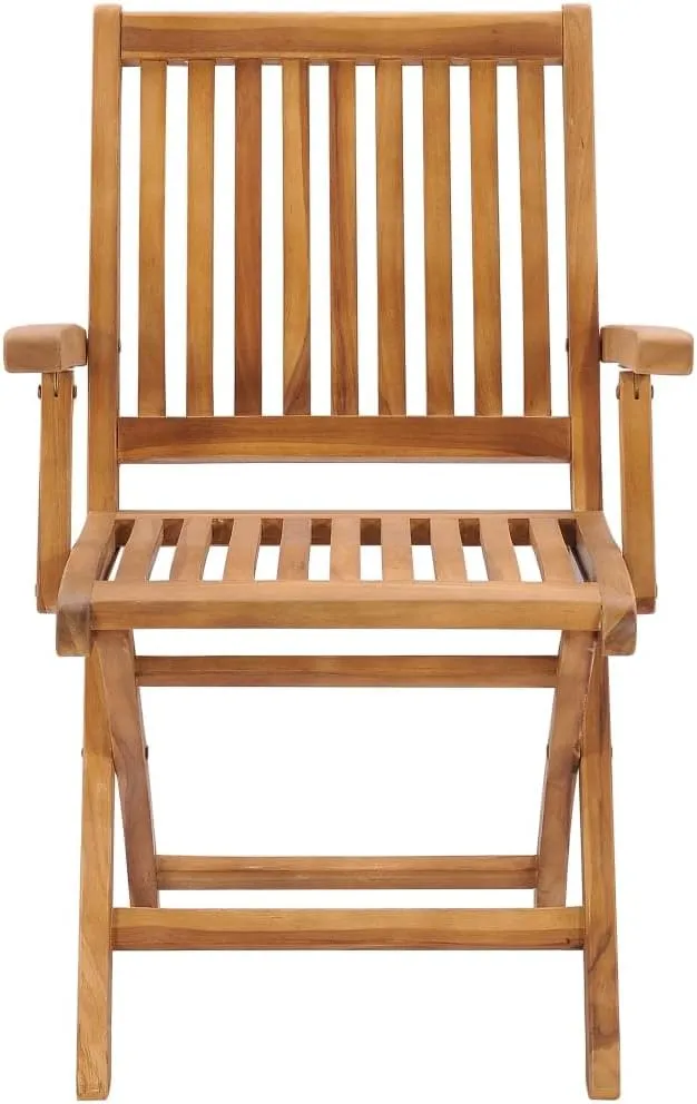 Solid Teak Wood Folding Patio Chairs 2-Pack, Foldable Outdoor Lounge Chairs with Smooth Sanded Finish, Weather-Resistant Wooden Furniture for Backyard Poolside Beach Camping