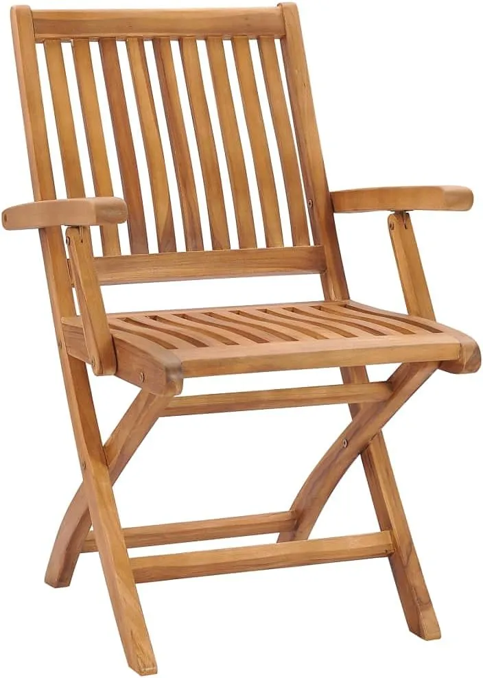 Solid Teak Wood Folding Patio Chairs 2-Pack, Foldable Outdoor Lounge Chairs with Smooth Sanded Finish, Weather-Resistant Wooden Furniture for Backyard Poolside Beach Camping