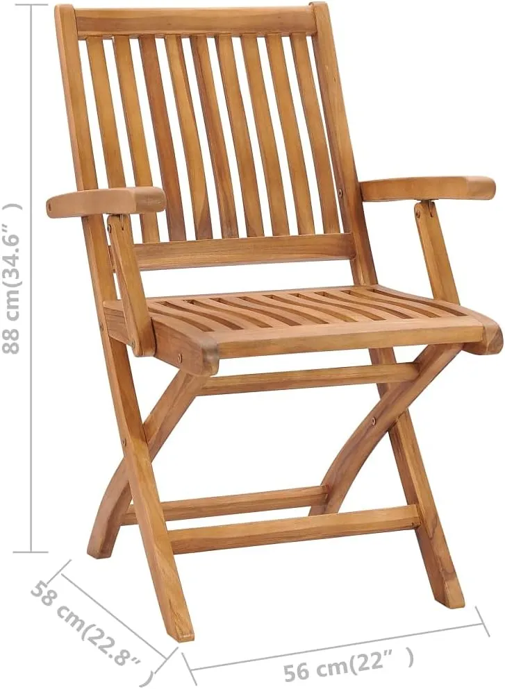 Solid Teak Wood Folding Patio Chairs 2-Pack, Foldable Outdoor Lounge Chairs with Smooth Sanded Finish, Weather-Resistant Wooden Furniture for Backyard Poolside Beach Camping