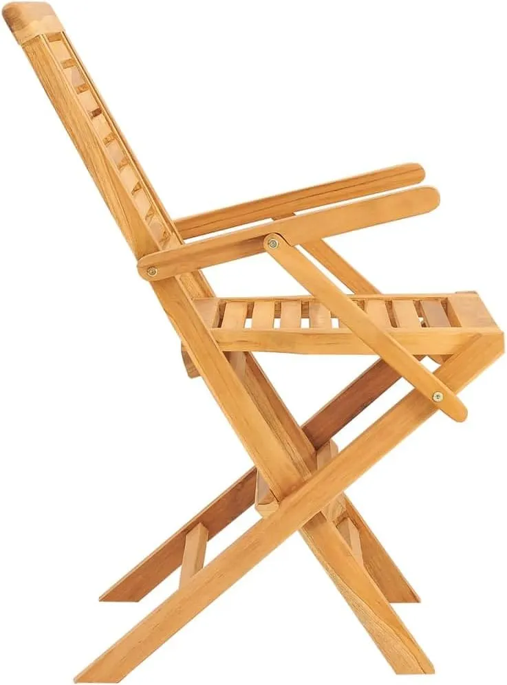 Solid Teak Wood Folding Patio Chairs Set of 2, 22"x24.8"x35.4" Outdoor Lounge Chairs with Slatted Design for Poolside Camping Beach Backyard