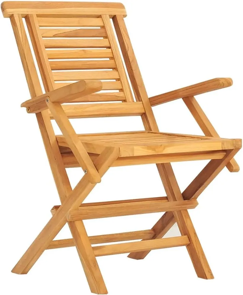 Solid Teak Wood Folding Patio Chairs Set of 2, 22"x24.8"x35.4" Outdoor Lounge Chairs with Slatted Design for Poolside Camping Beach Backyard