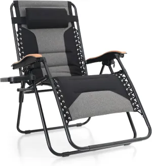 Sophia & William Padded Zero Gravity Chair Oversize Lounge Chair with Free Cup Holder, Supports 350 LBS (Black)