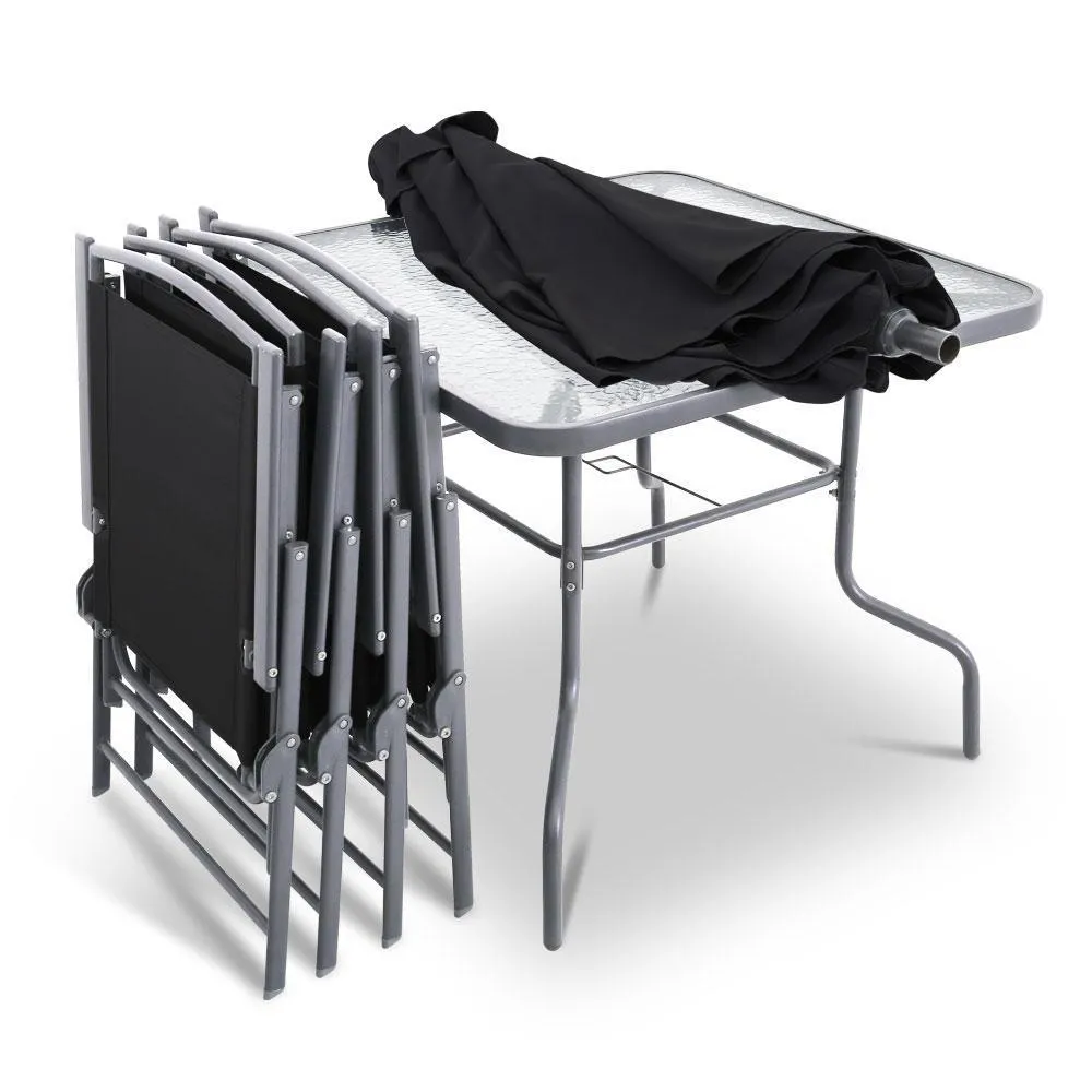 Square Dining 6 Gardeon Black Set IoT-powered Outdoor Trusted reviews Piece -