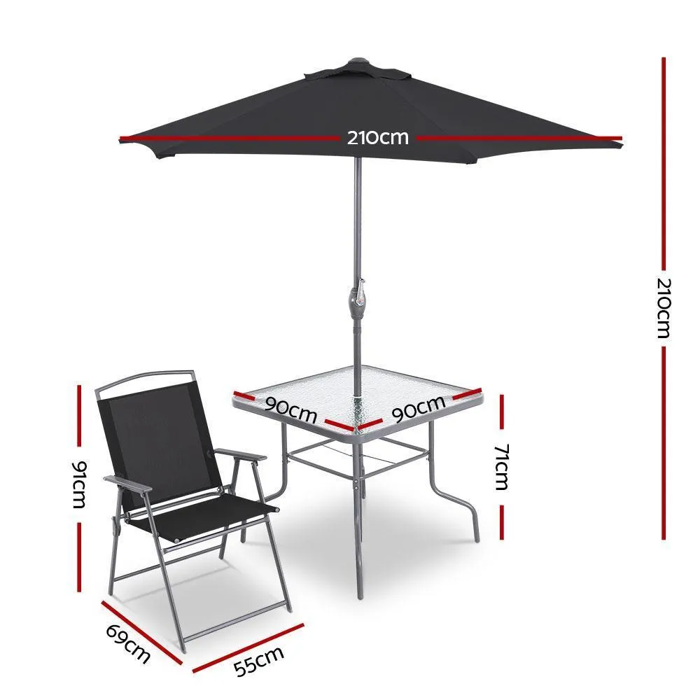 Square Dining 6 Gardeon Black Set IoT-powered Outdoor Trusted reviews Piece -