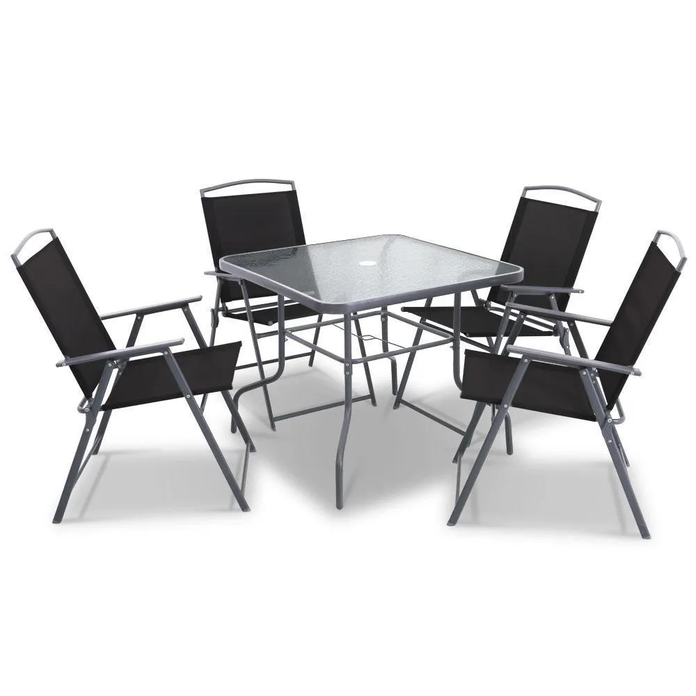 Square Dining 6 Gardeon Black Set IoT-powered Outdoor Trusted reviews Piece -