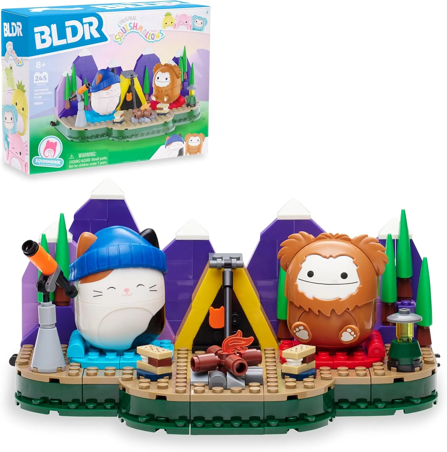 Squishmallows Benny and Cam's Outdoor Adventure Building Set - Cam The Cat and Benny The Bigfoot Buildable Figures - Squishmallows Fans 8 , 0050
