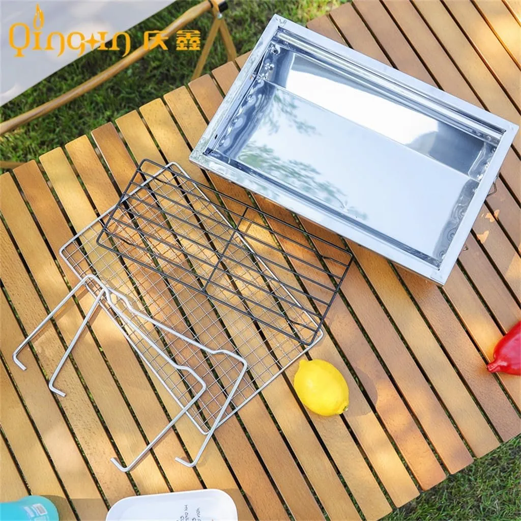 Stainless Steel Folding Charcoal Barbecue Stove BBQ Barbecue Supplies Outdoor Home Camping Barbecue Rack