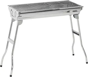 Stainless Steel Grill Folding Outdoor Bbq Grill Charcoal Grill Beaches Charcoal Kebab Grill For Outdoor Campers Barbecue Lovers Parks Picnic Party Tailgating Backyard Cooking Silver