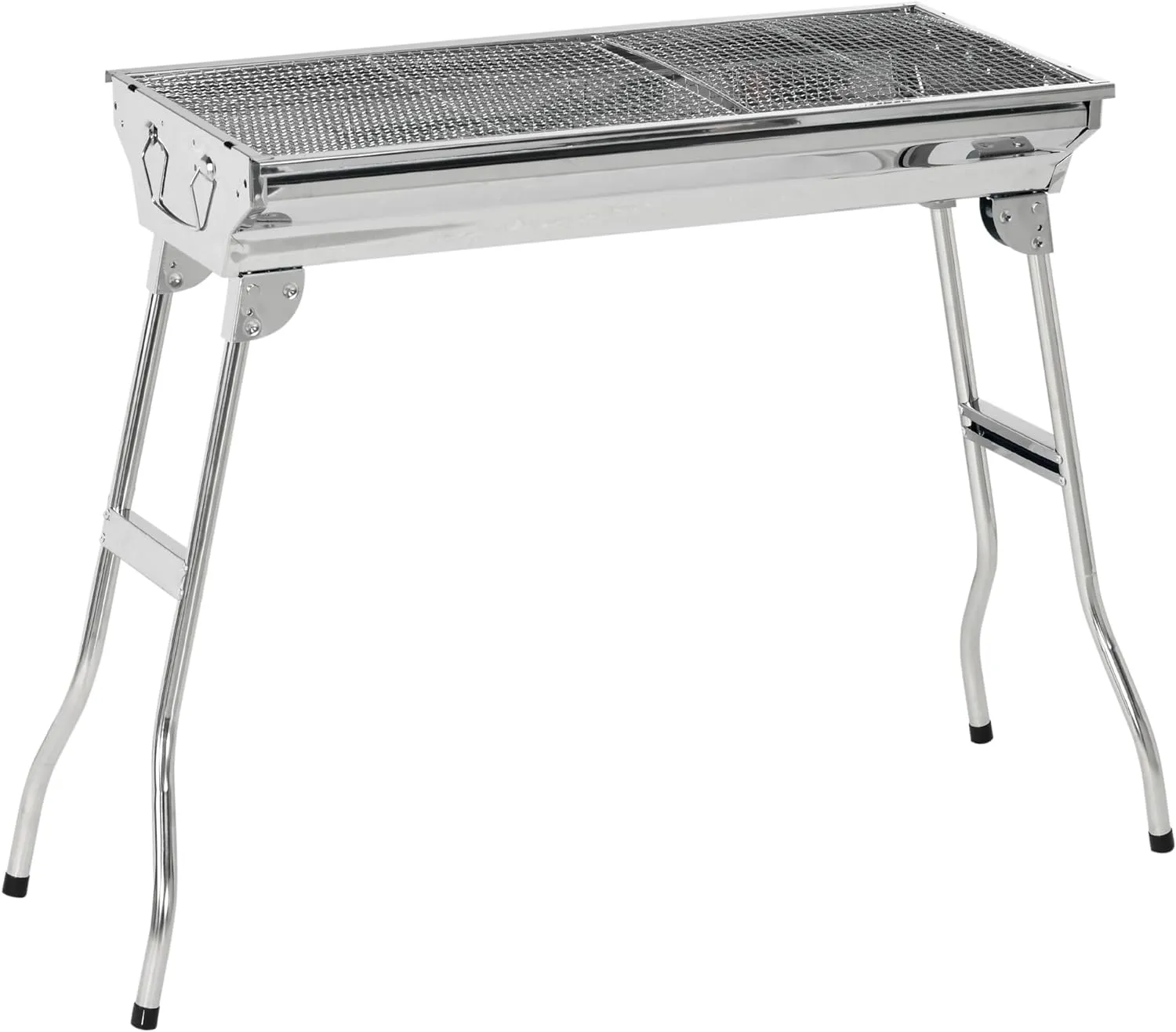 Stainless Steel Grill Folding Outdoor Bbq Grill Charcoal Grill Beaches Charcoal Kebab Grill For Outdoor Campers Barbecue Lovers Parks Picnic Party Tailgating Backyard Cooking Silver