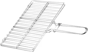 Stainless Steel Grilling Grill Basket: Heavy Duty Fish Grilling Rack with Handle Portable Camping Barbecue Griddle Rack Nonstick for Campfire