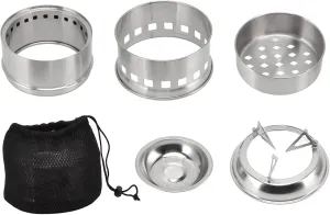 Stainless Steel Mini alcohol Burner Campfire Stove - Compact Camping Stove with Storage Bag - Lightweight Hiking Cookware - Outdoor Gear (Round)