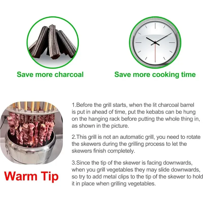 Stainless Steel Wrap-Around Charcoal Grill – Smokeless Portable BBQ Grill for Camping & Home Use