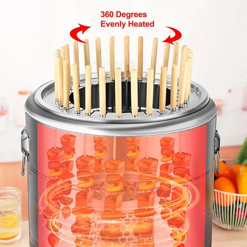 Stainless Steel Wrap-Around Charcoal Grill – Smokeless Portable BBQ Grill for Camping & Home Use