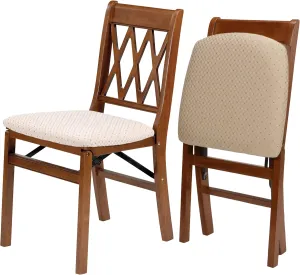 Stakmore Lattice Back Folding Chair Finish, Set of 2, Fruitwood