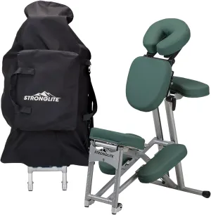 STRONGLITE Portable Massage Chair Ergo Pro II - Ultra-Strong, Lightweight, Foldable Tattoo Spa Chair with Wheels & Carry Case (600lbs Working Weight), Teal