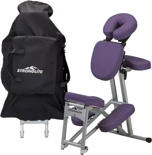 STRONGLITE Portable Massage Chair Ergo Pro II - Ultra-Strong, Lightweight, Foldable with Wheels & Carry Case (600lbs Working Weight), Purple