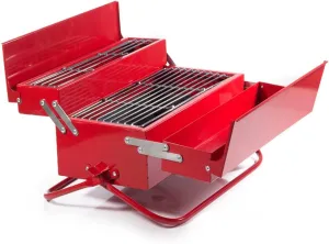 Suck UK BBQ Grill Tool Box Portable BBQ For Camping Stainless Steel Charcoal Retro Set In Toolbox Gifts For Men & Outdoor Dad Gifts Folding Accessories Travel