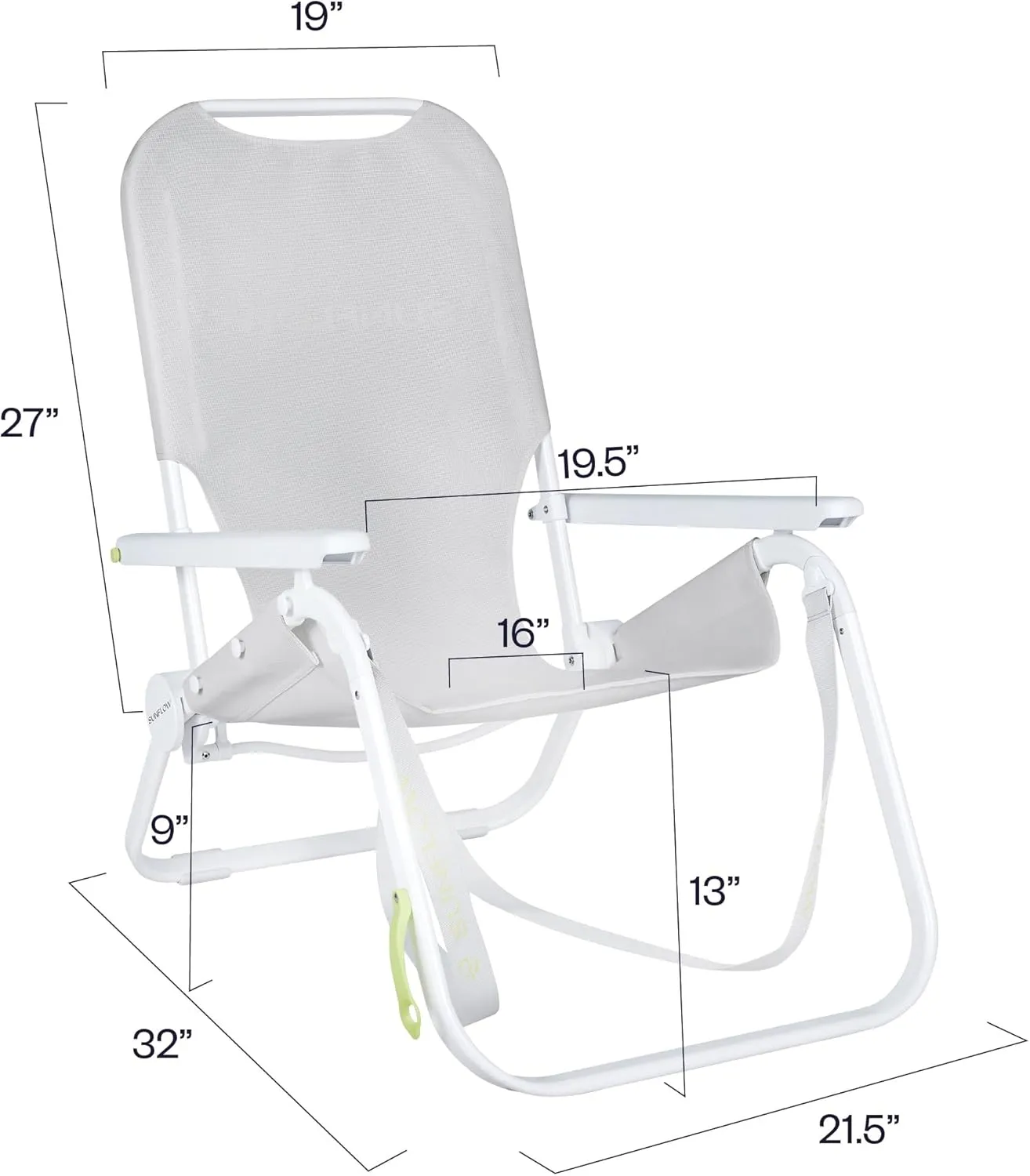 SUNFLOW Shore Thing Premium Beach Chair - Adjustable, Portable, Rust-Resistant, Reclining Beach Chair with UPF 50  Sun Shade and Drink Holder for The Ultimate in Comfort - Oyster Gray Stripe