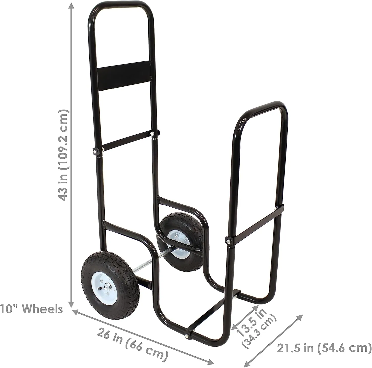 Sunnydaze Outdoor Firewood Carrier Log Dolly - Wood Cart with Wheels - Black