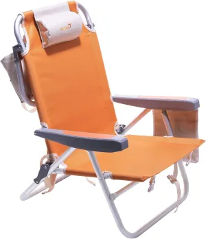 SunnyFeel Backpack Beach Chairs for Adults, Folding Low Beach Chairs Heavy Duty 5 Position Lay Flat Reclining with Cup Holder,Pillow,Cooler Bag for Sand/Outdoor/Lawn, Portable Camping Chair