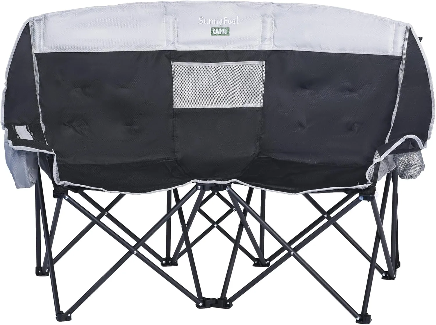 SunnyFeel Folding Double Camping Chair, Oversized Loveseat Chair, Heavy Duty Portable/Foldable Lawn Chair with Storage/Cooler for Outside/Outdoor/Travel/Picnic, Fold Up Camp Chairs for Adults 2 People