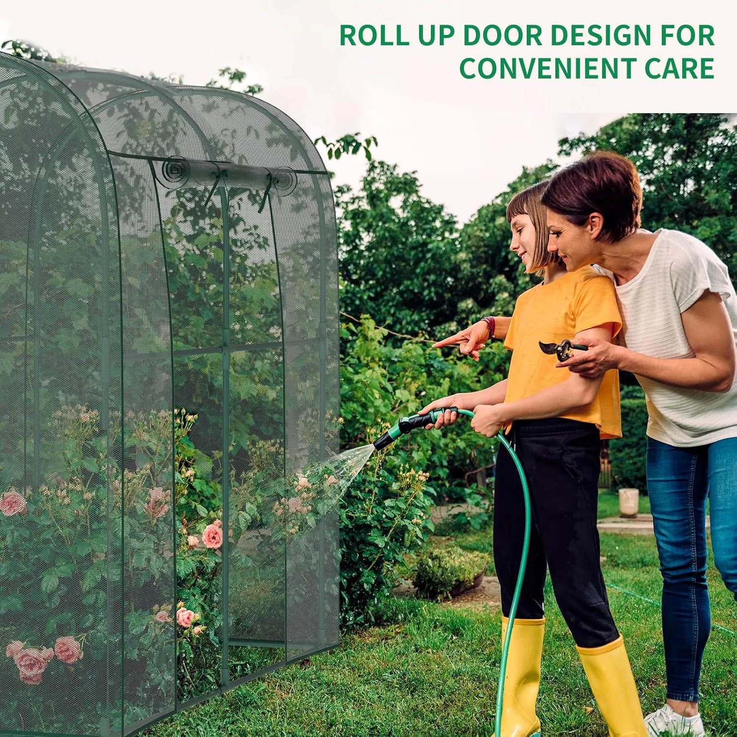 SUNYRISY Crop Cage for Garden Plant, 6.5 x 3.3 x 6 Ft Raised Garden Bed Cover with Frame and Zippered Door, Plant Netting Cover Cage Protection Tent for Outdoor Plants Fruit Vegetable Flower