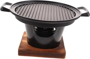 SUPVOX 1set Portable Smoke Grilling Plate Base Outdoor Barbecue Stove for Camping Picnics and Bbq Parties Convenient Cleaning and Heat Resistance