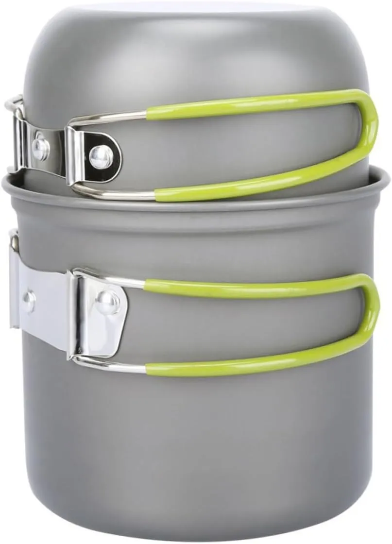 SUPVOX Camping Cookware Set Aluminum Pot Set Portable Cooking Utensils Collapsible Handle Heat Resistant for
