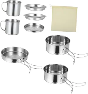 SUPVOX Family Camping Cooking Set 5-6 Person Portable Hiking Cooking Kit Collapsible Pots Pans for Outdoor Activities