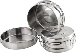 SUPVOX Stainless Steel Pot Pan Set for Outdoor Cooking Collapsible Camping Cookware Set Cooking Utensils Kit