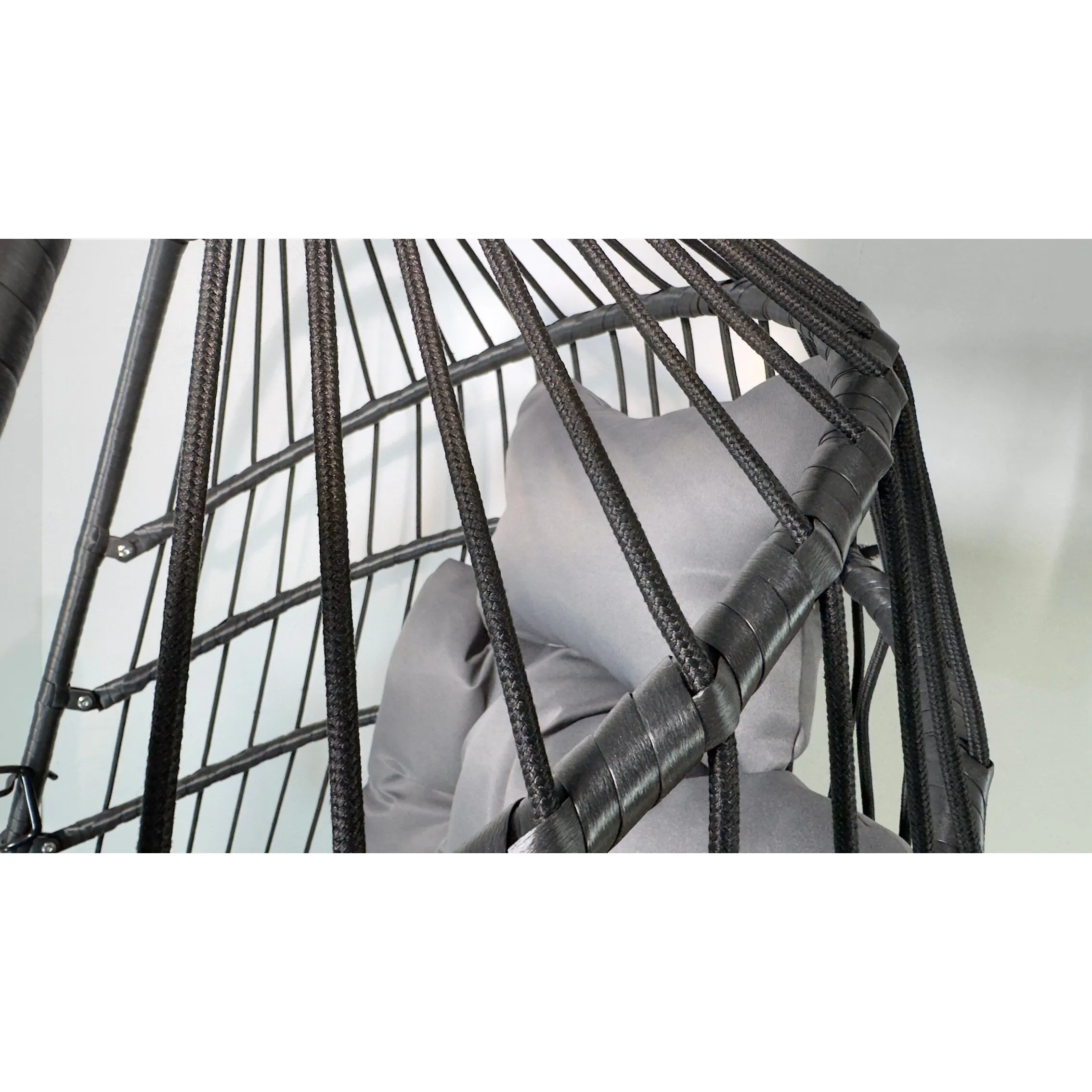 Swing Egg Chair with Stand Indoor Outdoor Wicker Rattan Patio Basket Hanging Chair